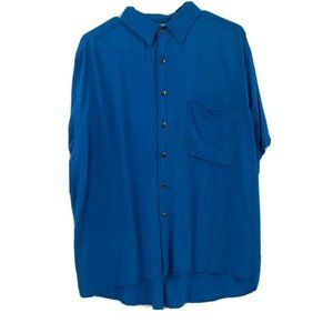 ON THE BRINK 80s VTG Button Up Shirt L blue